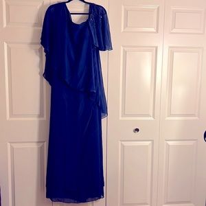 A-line floor length chiffon dress with beaded sequins. With tags.